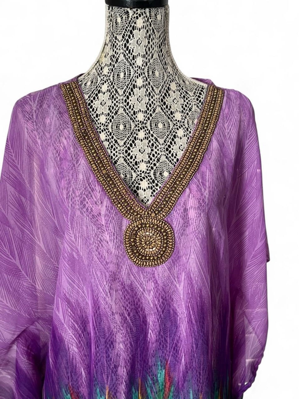 Aqua Blu Lavender Sheer Mesh Cover-Up